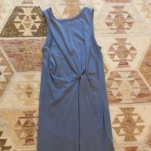 High neck line knotted baby blue dress
